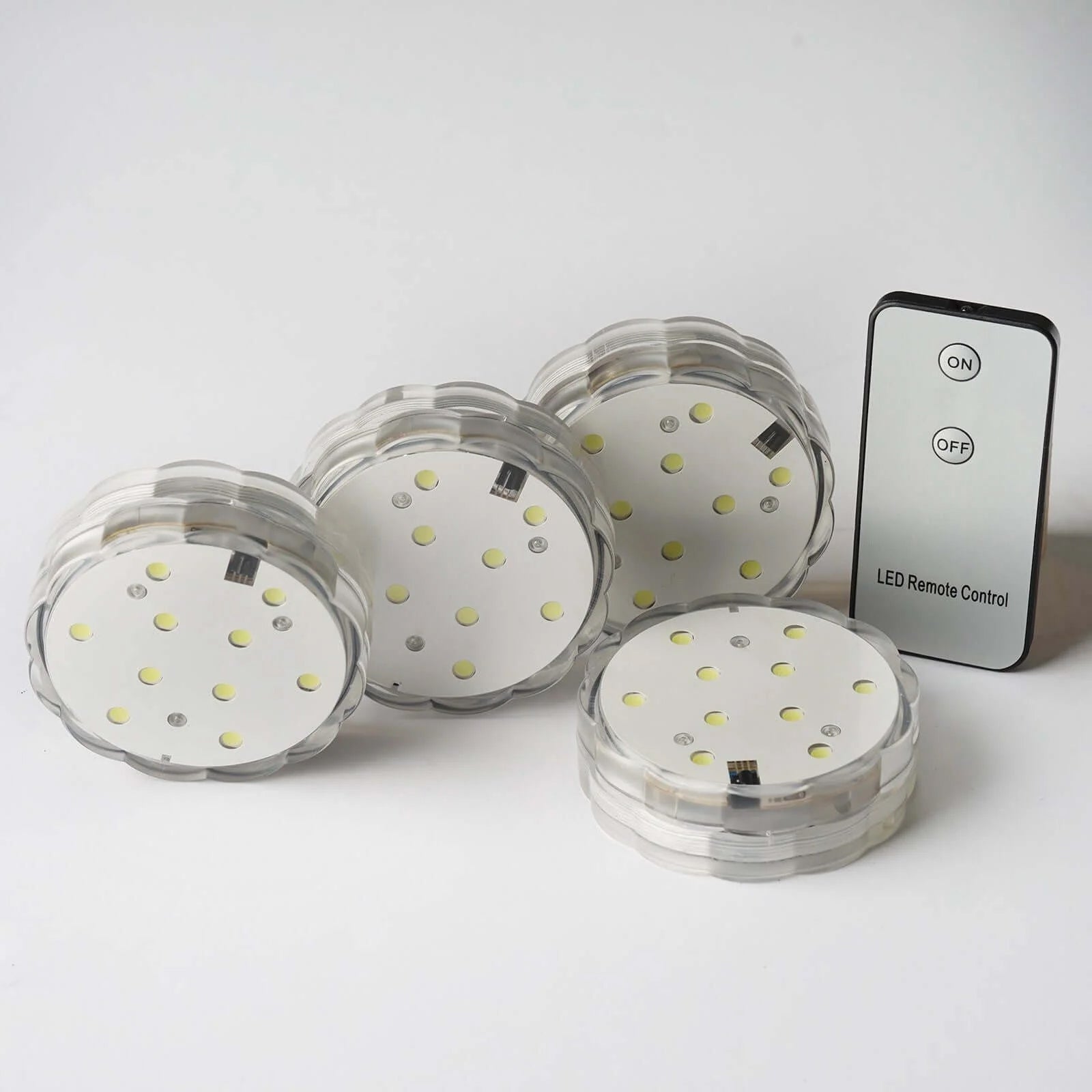 4 - Pack LED Disc Lights Flower Shaped Design Warm White - Remote Operated DIY Lighting 3" - Linen Luxes