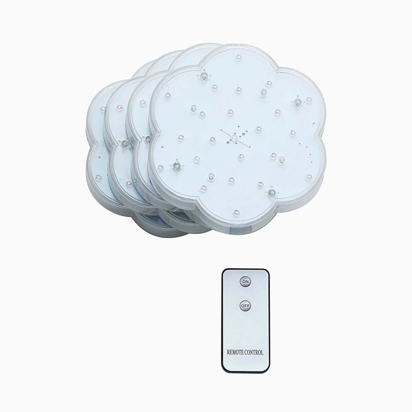 4 - Pack LED Disc Lights Flower Shaped Design White - 23 LEDs with Remote DIY Lighting 6" - Linen Luxes