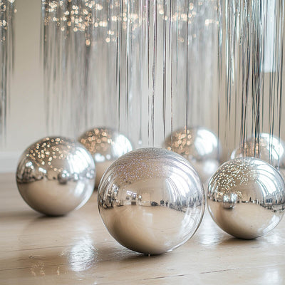 4-Pack Metallic Silver Sphere Balloons, 39" Orbz Mylar Balloons Helium or Air-Filled Party Supplies