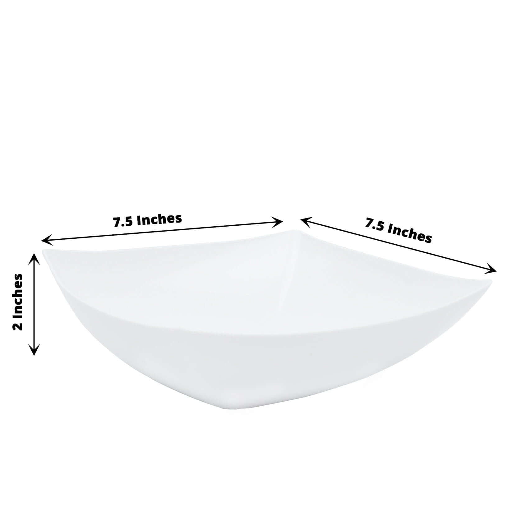 4 - Pack Plastic Serving Bowls White Square - Lightweight Medium Disposable Dishes for Events 32oz - Linen Luxes