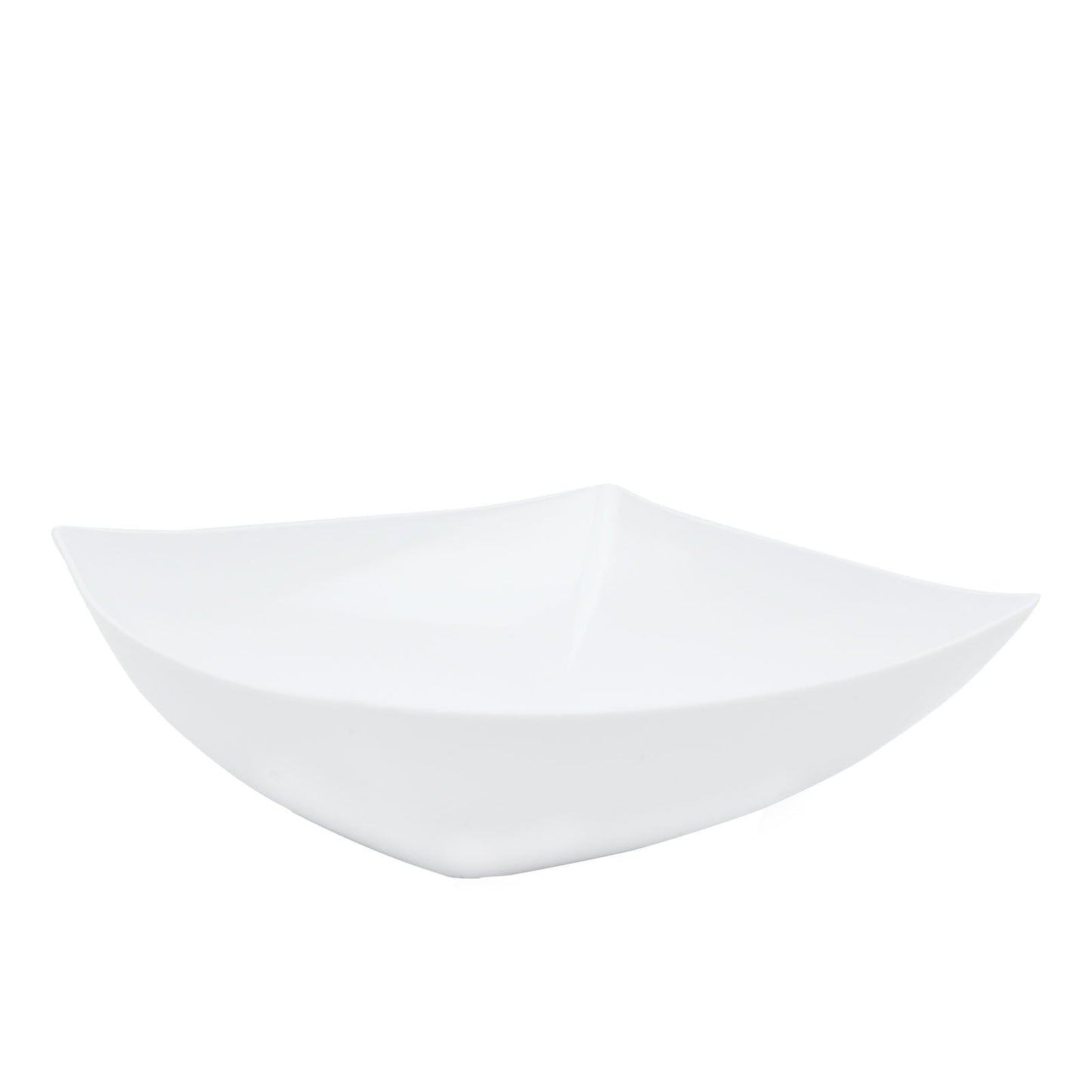 4 - Pack Plastic Serving Bowls White Square - Lightweight Medium Disposable Dishes for Events 32oz - Linen Luxes