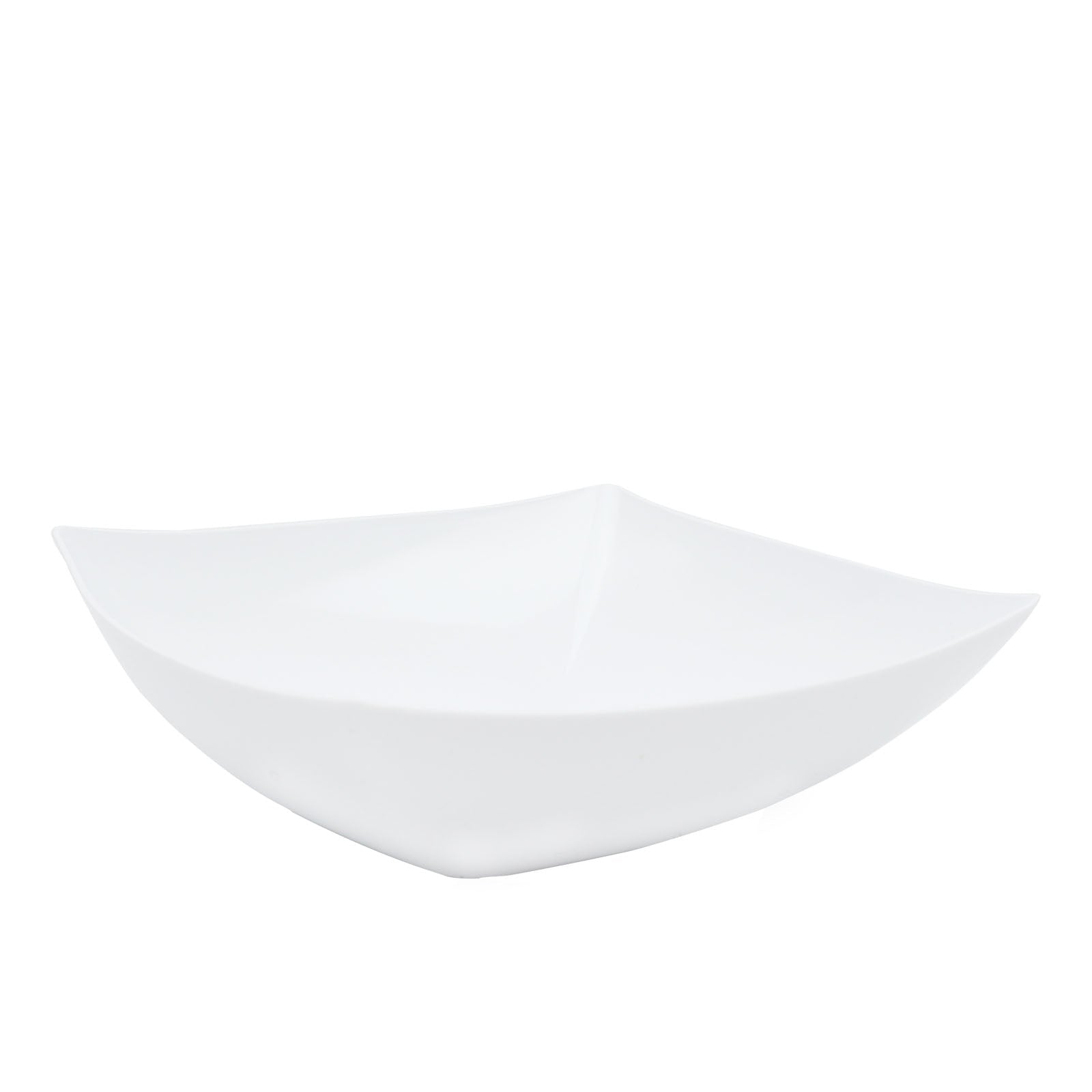 4 - Pack Plastic Serving Bowls White Square - Lightweight Medium Disposable Dishes for Events 32oz - Linen Luxes
