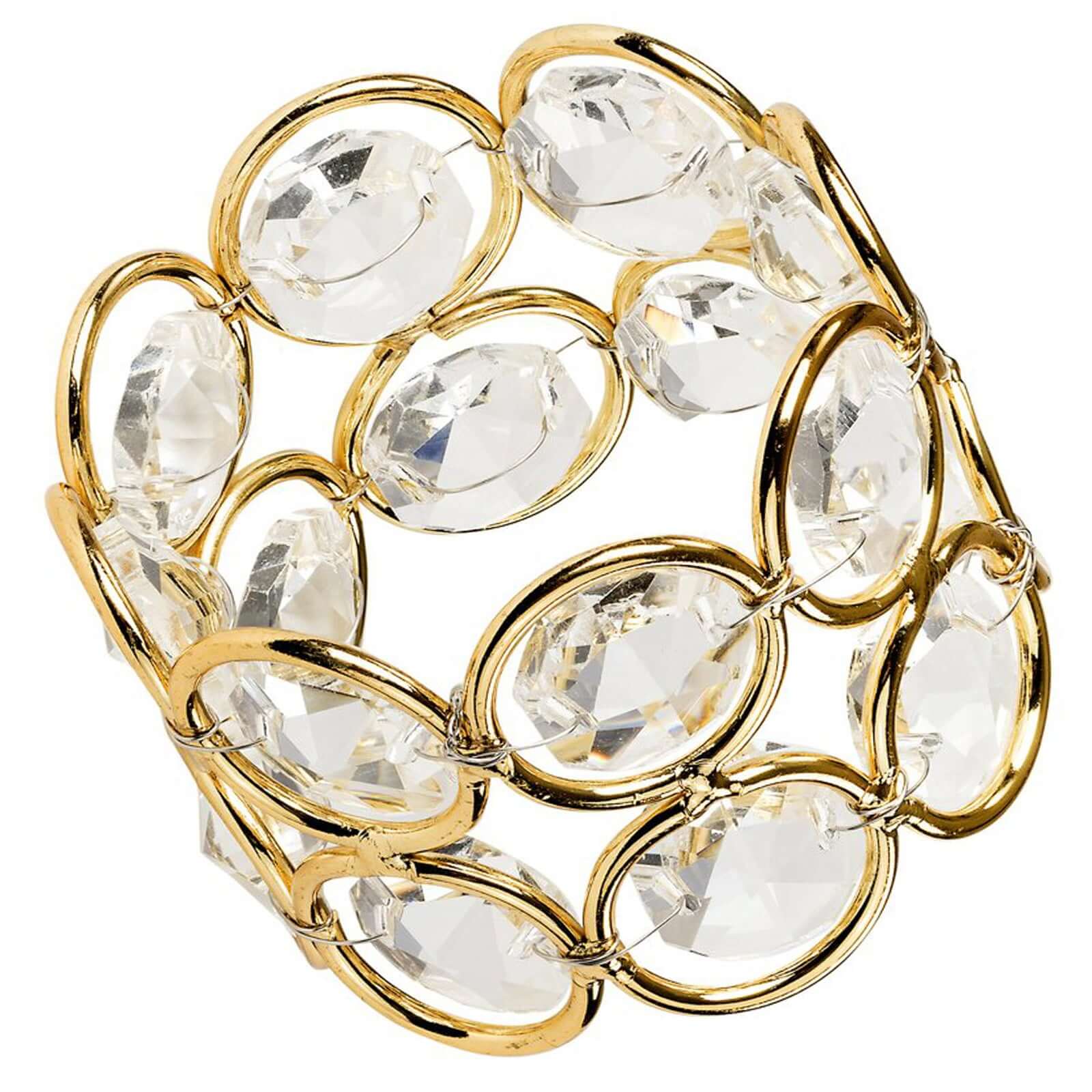4 Pack Shiny Gold Acrylic Crystal Gem Beaded Napkin Rings - Linen Luxes