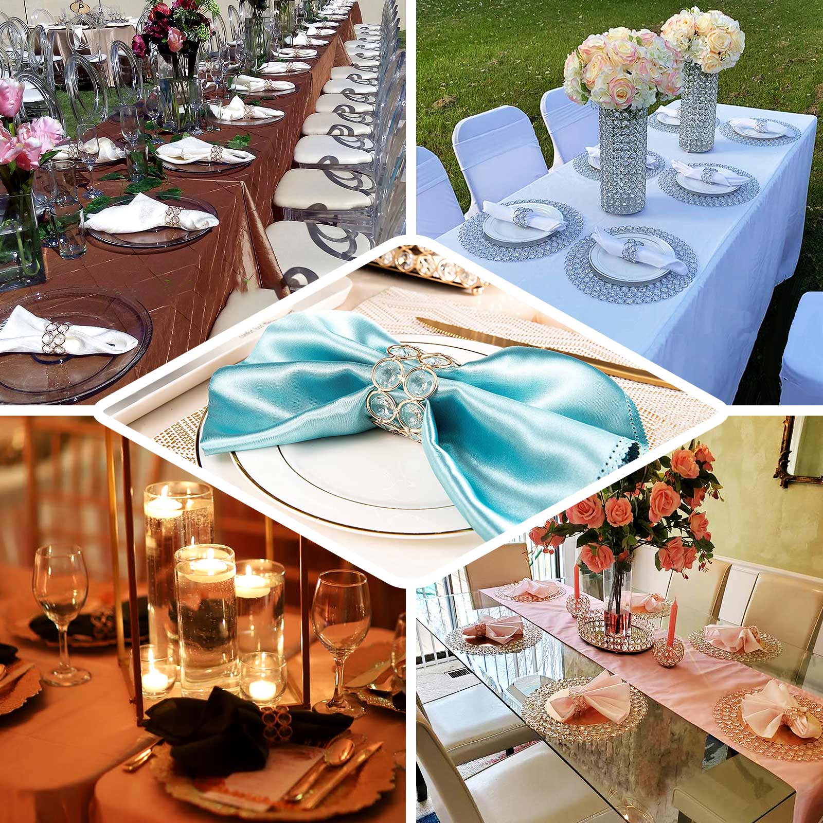 4 Pack Shiny Gold Acrylic Crystal Gem Beaded Napkin Rings - Linen Luxes