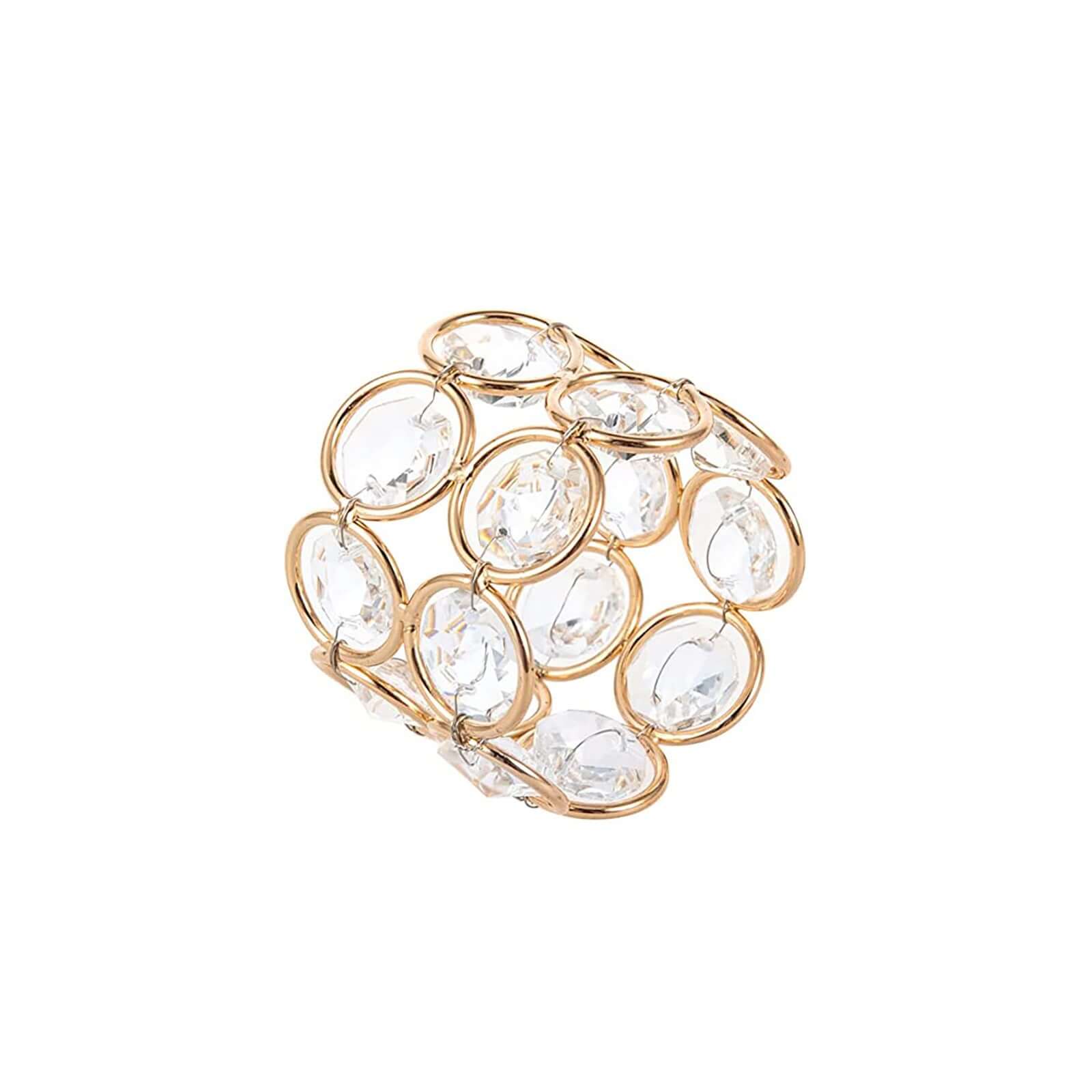 4 Pack Shiny Gold Acrylic Crystal Gem Beaded Napkin Rings - Linen Luxes