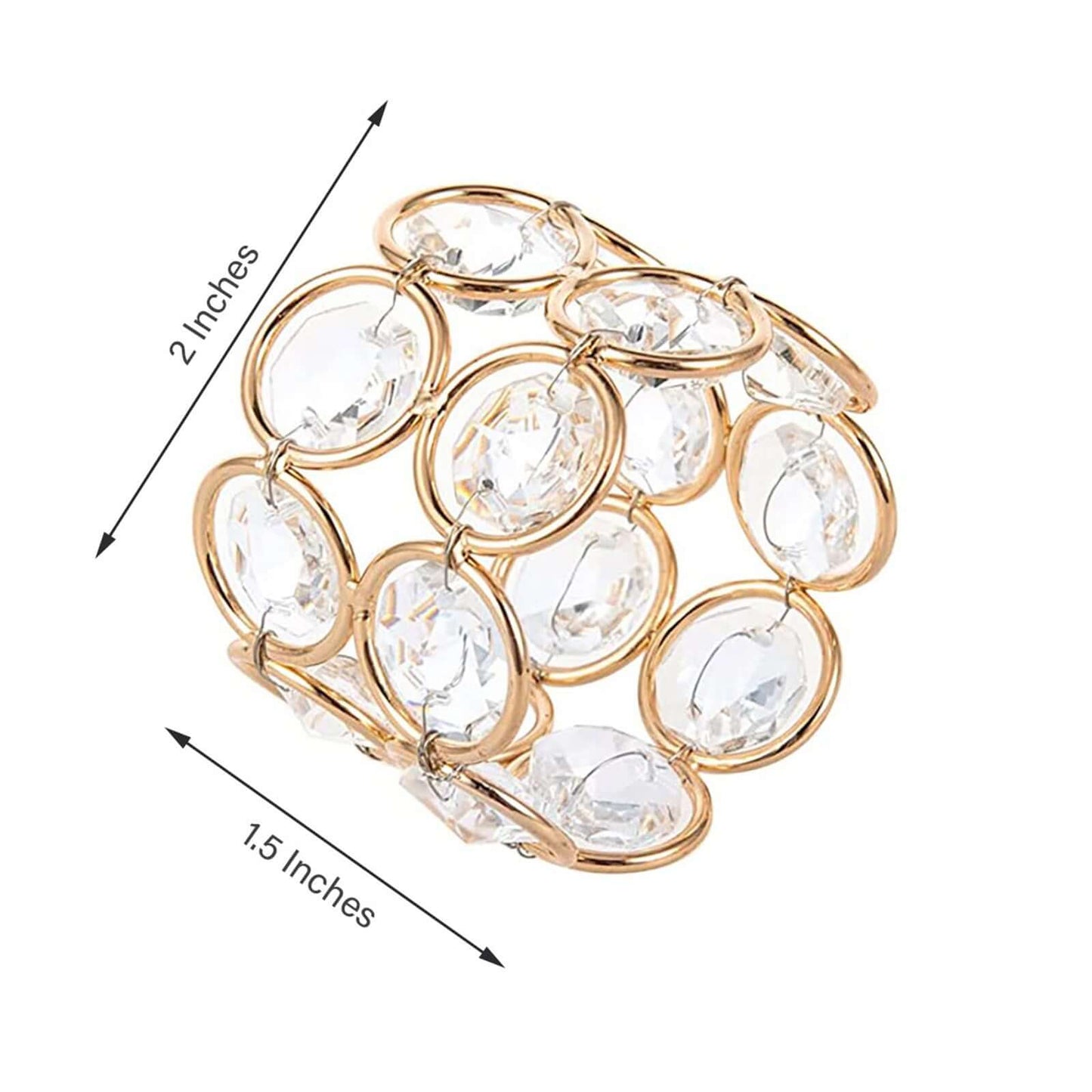 4 Pack Shiny Gold Acrylic Crystal Gem Beaded Napkin Rings - Linen Luxes