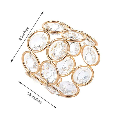 4 Pack Shiny Gold Acrylic Crystal Gem Beaded Napkin Rings - Linen Luxes