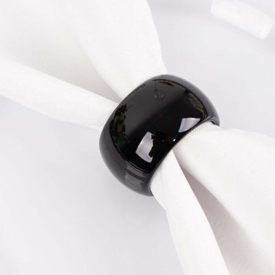 4 Pack Shiny Metallic Black Acrylic Napkin Rings - Linen Luxes