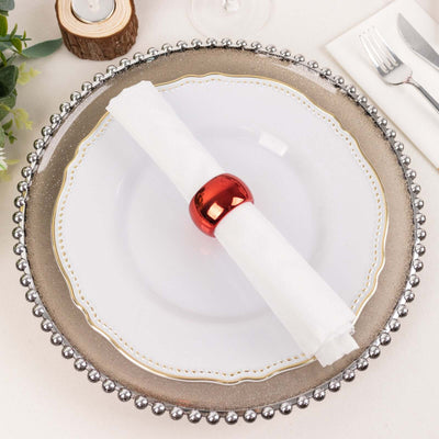 4 Pack Shiny Metallic Red Acrylic Napkin Rings - Linen Luxes