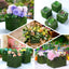 4 - Pack Square Planter Boxes Covered with Inner Lining Green Preserved Moss - Flower Basket Centerpieces 6" - Linen Luxes