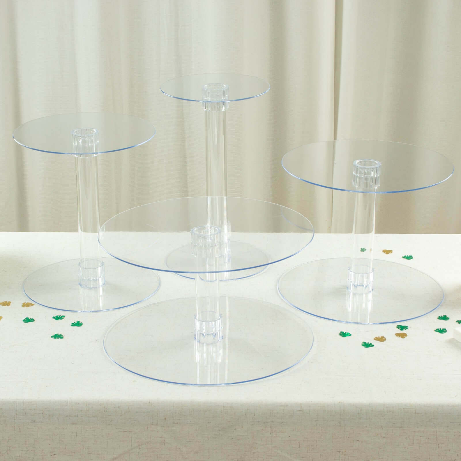 4 - Tier Acrylic XL Cake Stand Set Clear - Assorted Sizes for Buffet Party Tables - Linen Luxes