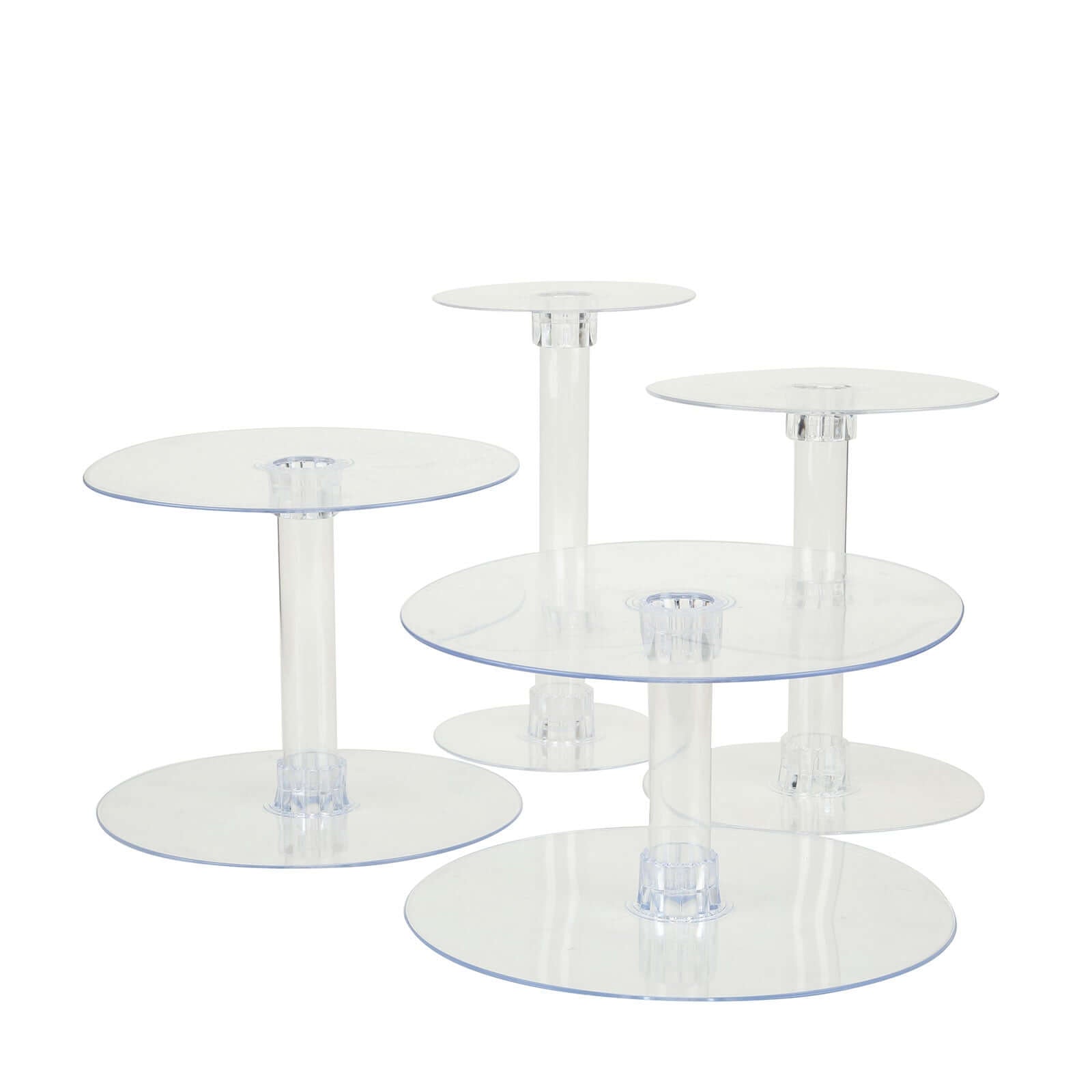 4 - Tier Acrylic XL Cake Stand Set Clear - Assorted Sizes for Buffet Party Tables - Linen Luxes