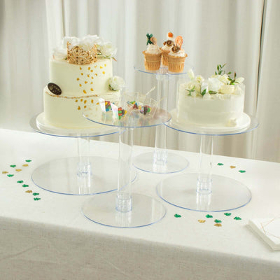 4 - Tier Acrylic XL Cake Stand Set Clear - Assorted Sizes for Buffet Party Tables - Linen Luxes