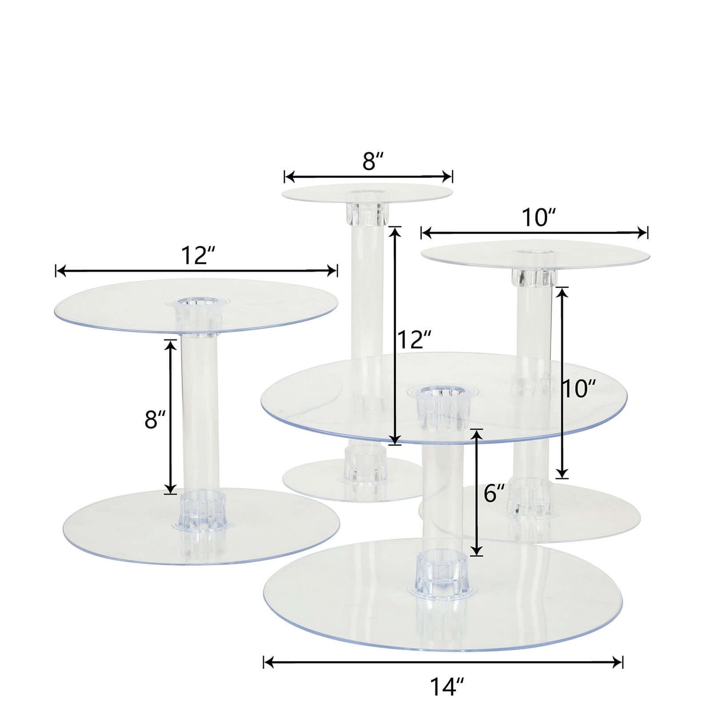 4 - Tier Acrylic XL Cake Stand Set Clear - Assorted Sizes for Buffet Party Tables - Linen Luxes