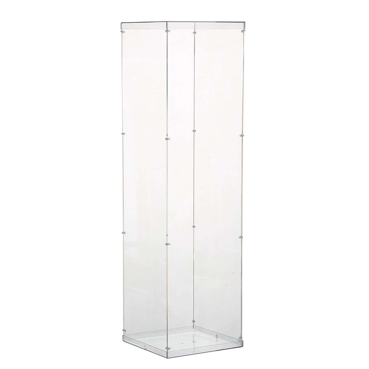 40" Floor Standing Clear Acrylic Display Box, Transparent Pedestal Riser with Interchangeable Lid and Base - Linen Luxes