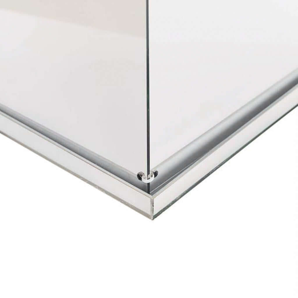 40" Floor Standing Silver Mirror Finish Acrylic Display Box, Pedestal Riser with Interchangeable Lid and Base - Linen Luxes