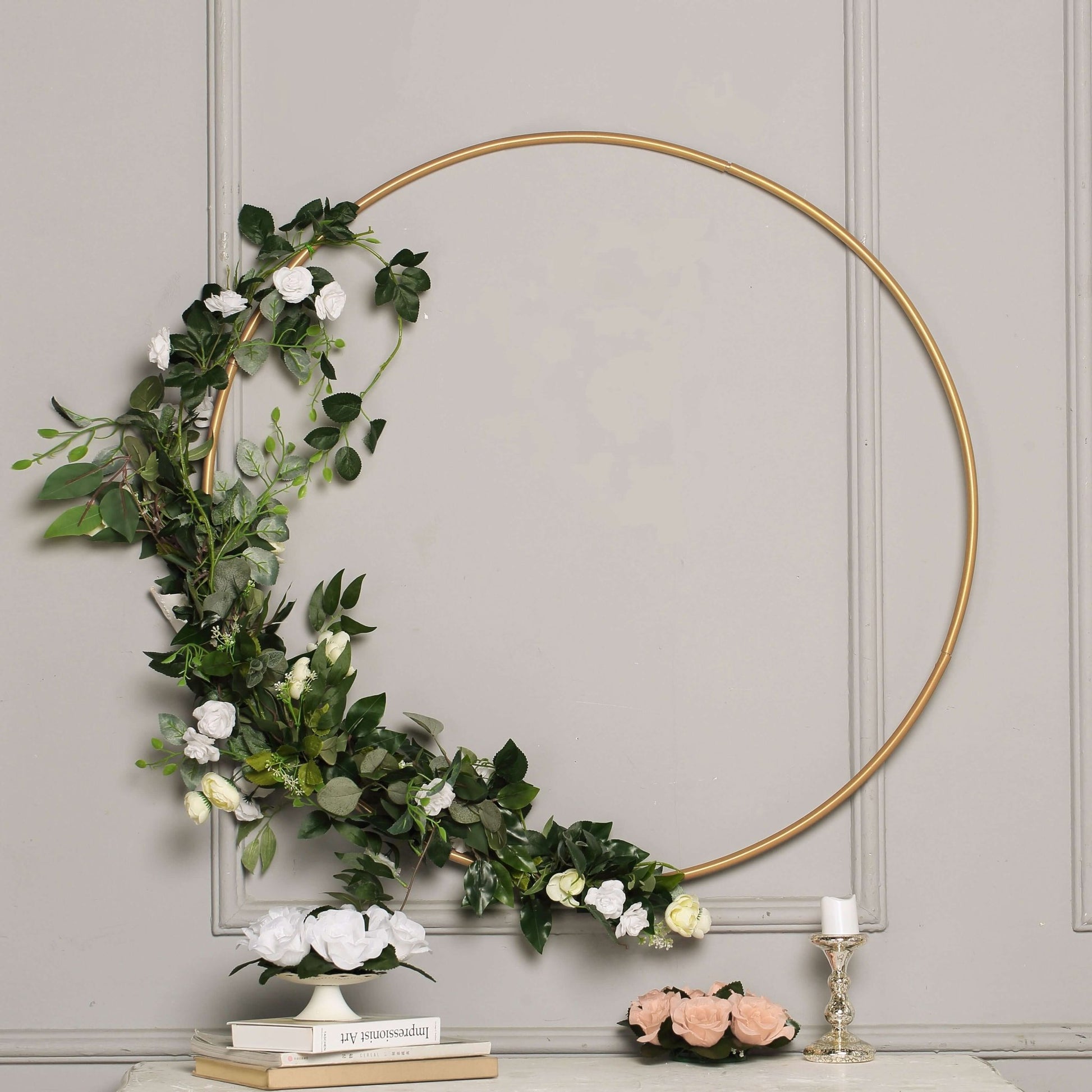 40" Gold Heavy Duty Metal Hoop Wreath, Floral Hoop - Linen Luxes