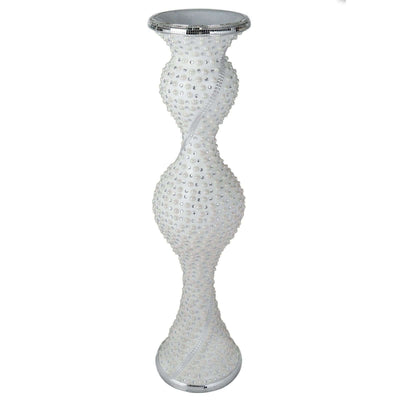 40" Magical Mermaid Style Mirror Mosaic and Pearl Studded Floor Vase - Linen Luxes