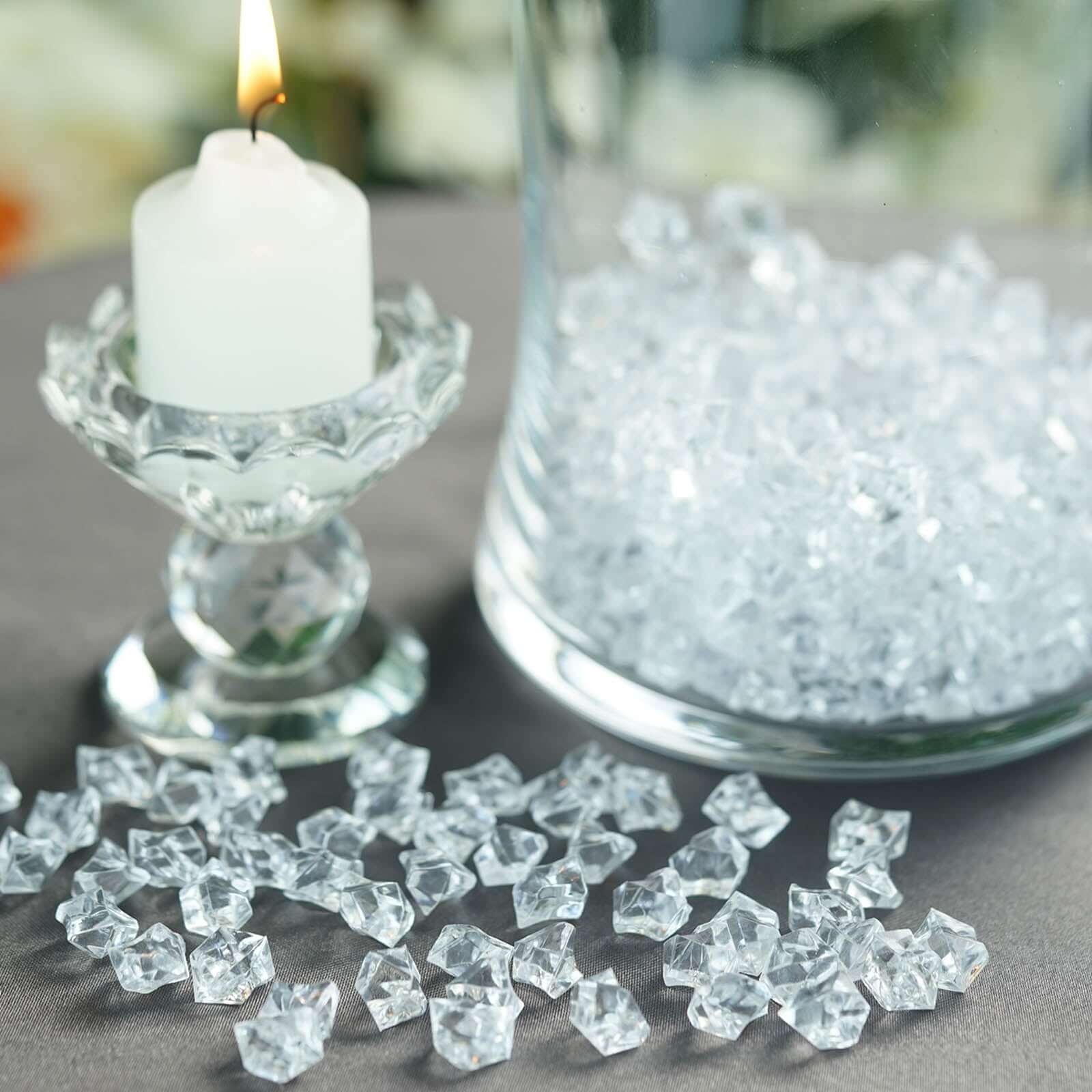 400 Pcs Acrylic Ice Bead Vase Fillers Mini Clear - Chic DIY Craft Crystals for Wedding Centerpieces & Table Styling - Linen Luxes