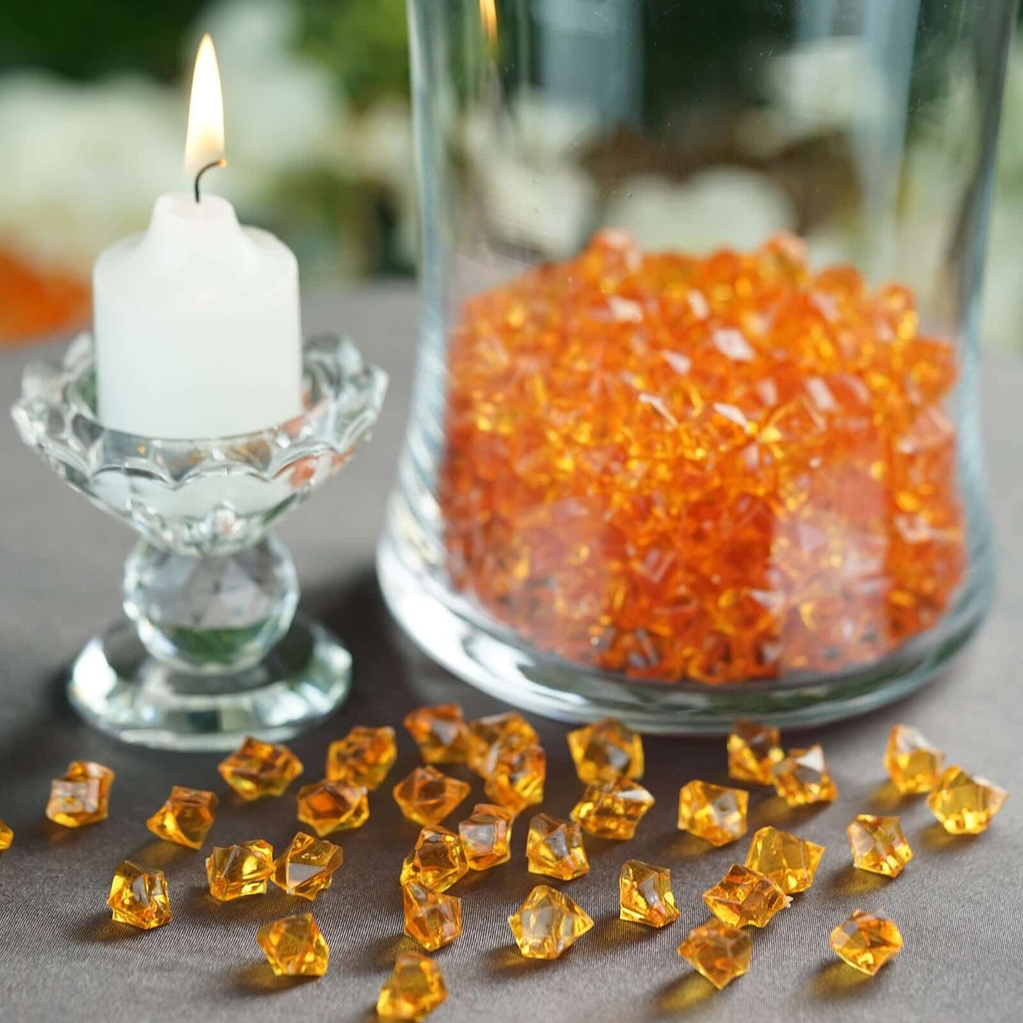 400 Pcs Acrylic Ice Bead Vase Fillers Mini Orange - Chic DIY Craft Crystals for Wedding Centerpieces & Table Styling - Linen Luxes