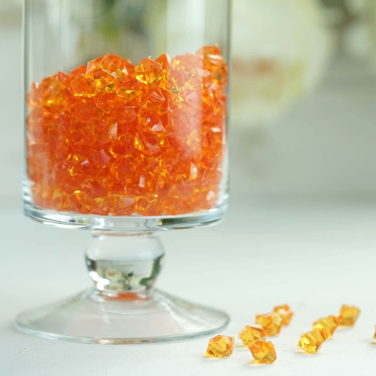 400 Pcs Acrylic Ice Bead Vase Fillers Mini Orange - Chic DIY Craft Crystals for Wedding Centerpieces & Table Styling - Linen Luxes