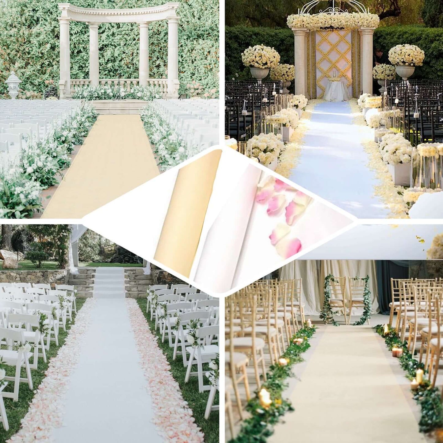 40"x100ft Ivory PVC Aisle Runner - Linen Luxes