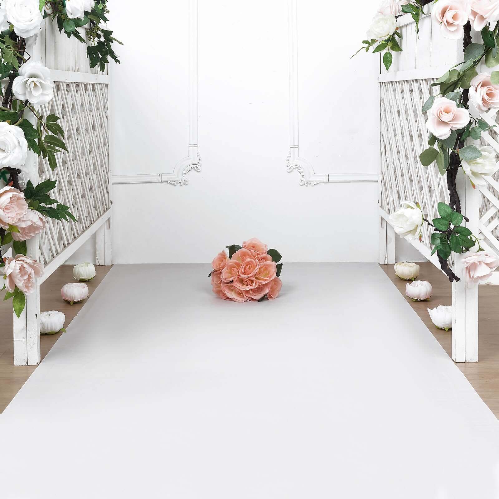 40"x100ft White PVC Aisle Runner - Linen Luxes