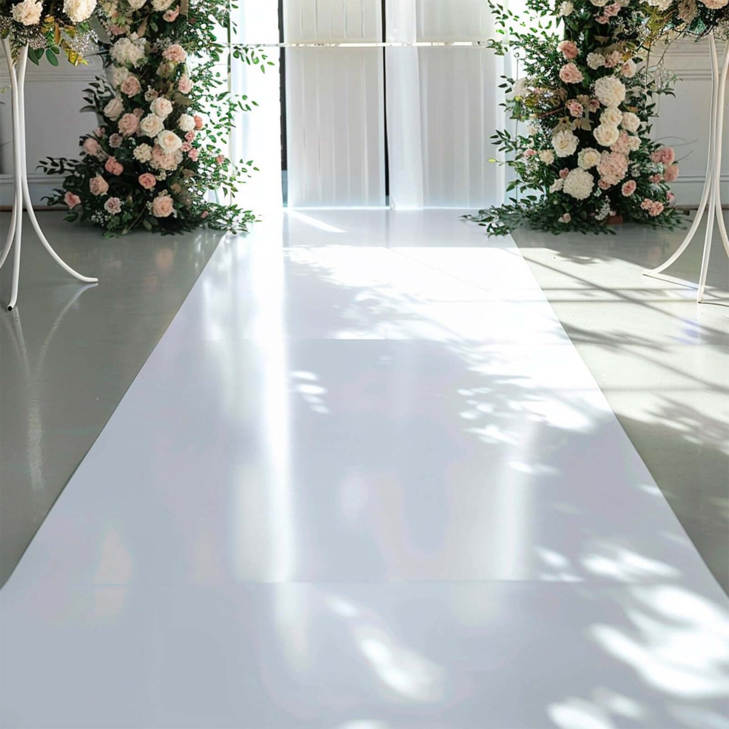 40"x100ft White PVC Aisle Runner - Linen Luxes