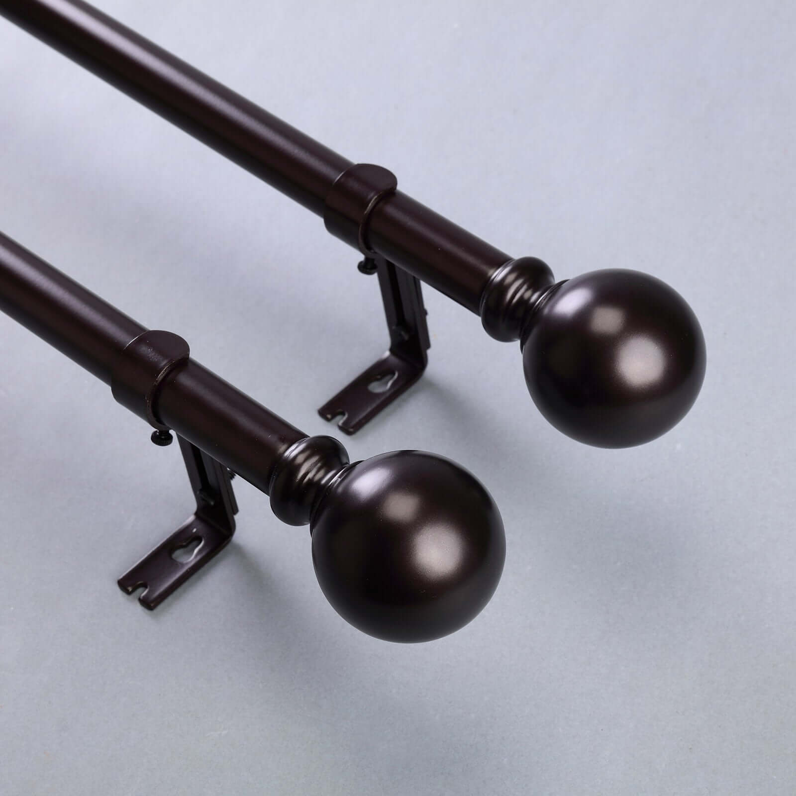 42" - 126" Adjustable Curtain Rod Set, Bronze, Round Finials - Linen Luxes