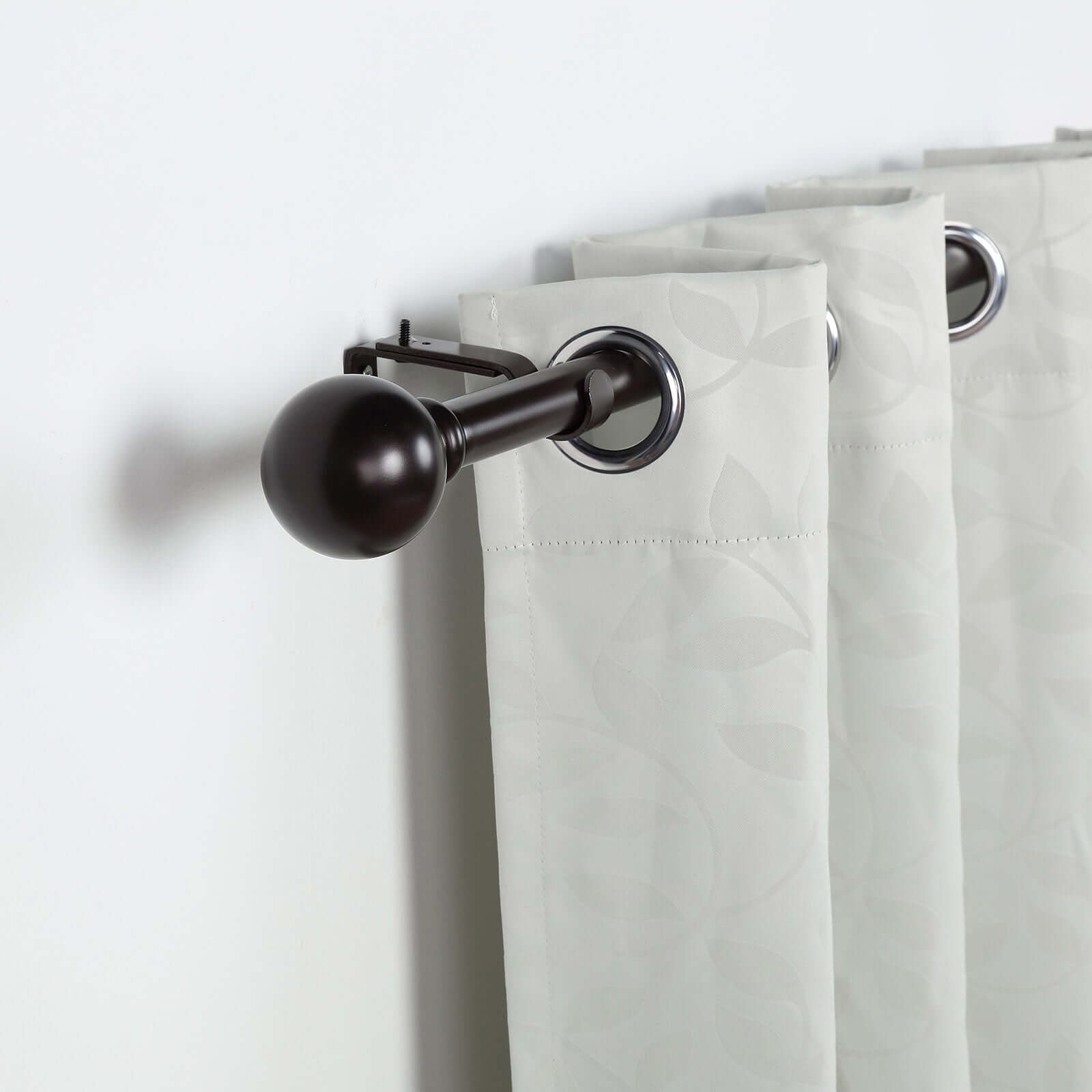 42" - 126" Adjustable Curtain Rod Set, Bronze, Round Finials - Linen Luxes