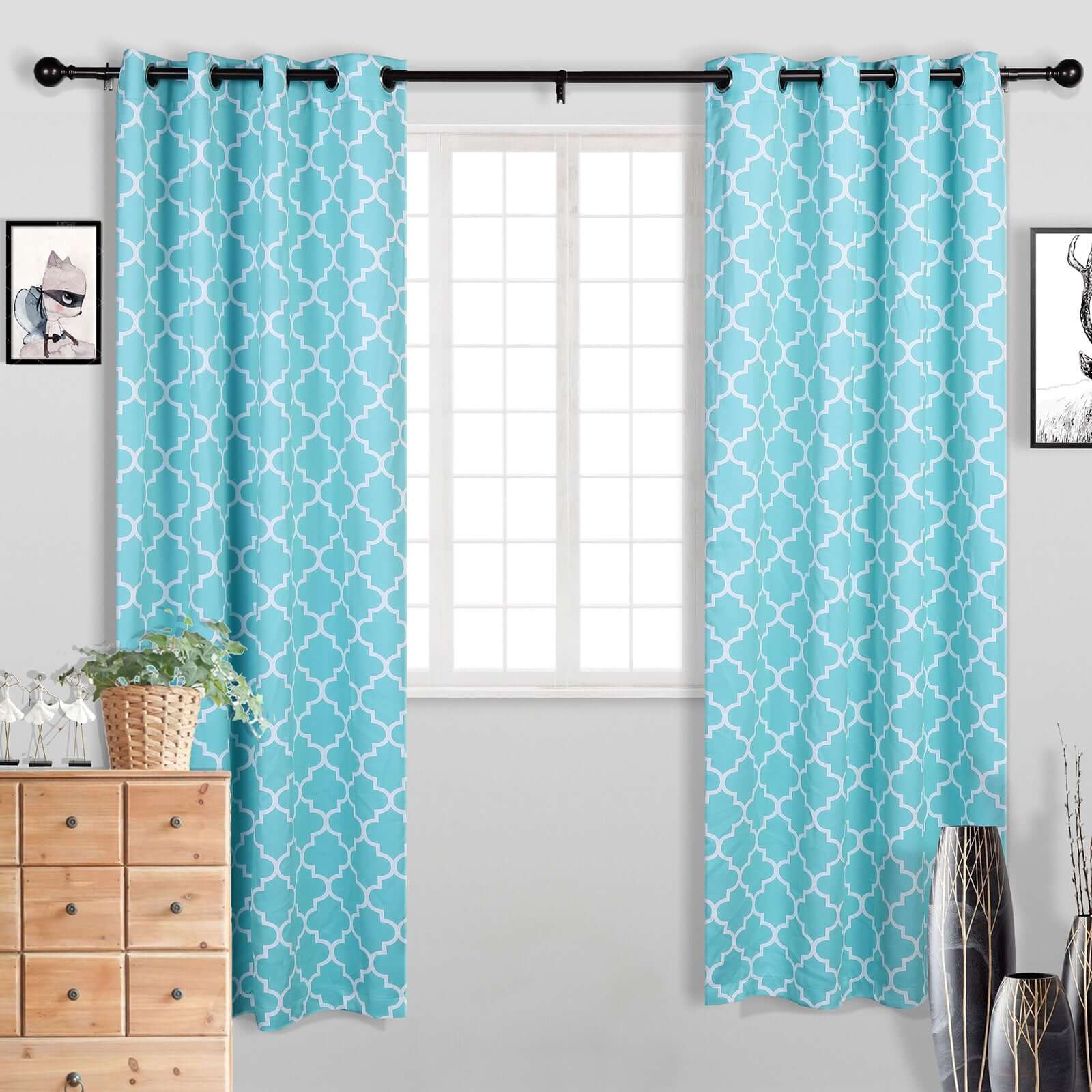 42" - 126" Adjustable Curtain Rod Set, Bronze, Round Finials - Linen Luxes