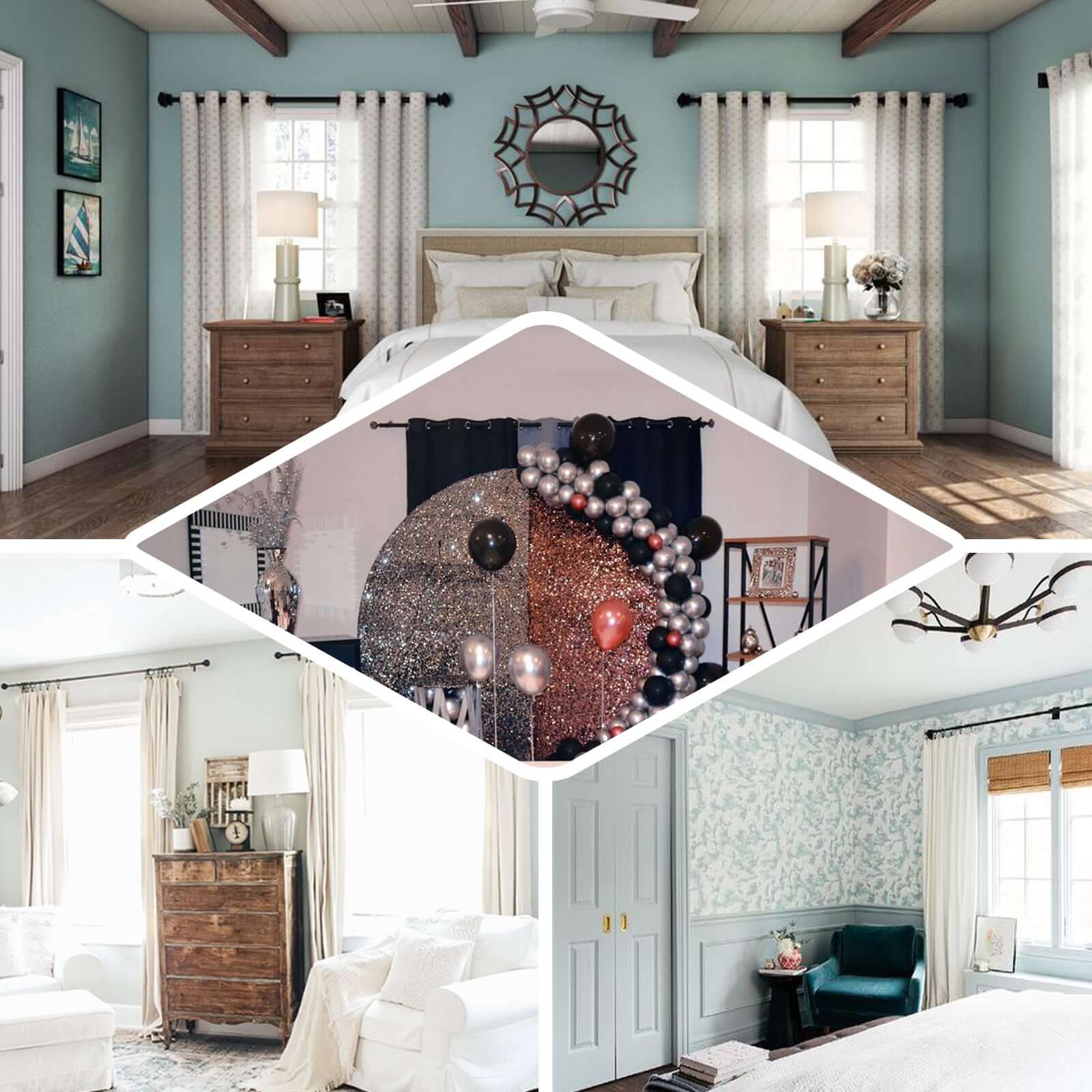 42" - 126" Adjustable Curtain Rod Set, Chocolate Brown, Marble Finials - Linen Luxes