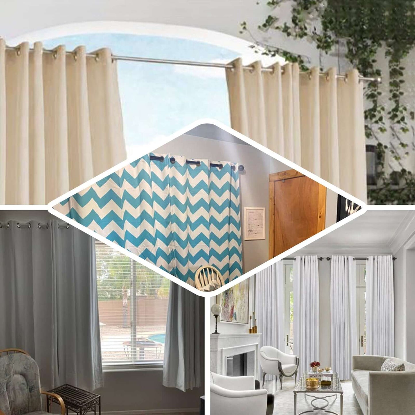 42" - 126" Adjustable Curtain Rod Set, Silver, Round Finials - Linen Luxes