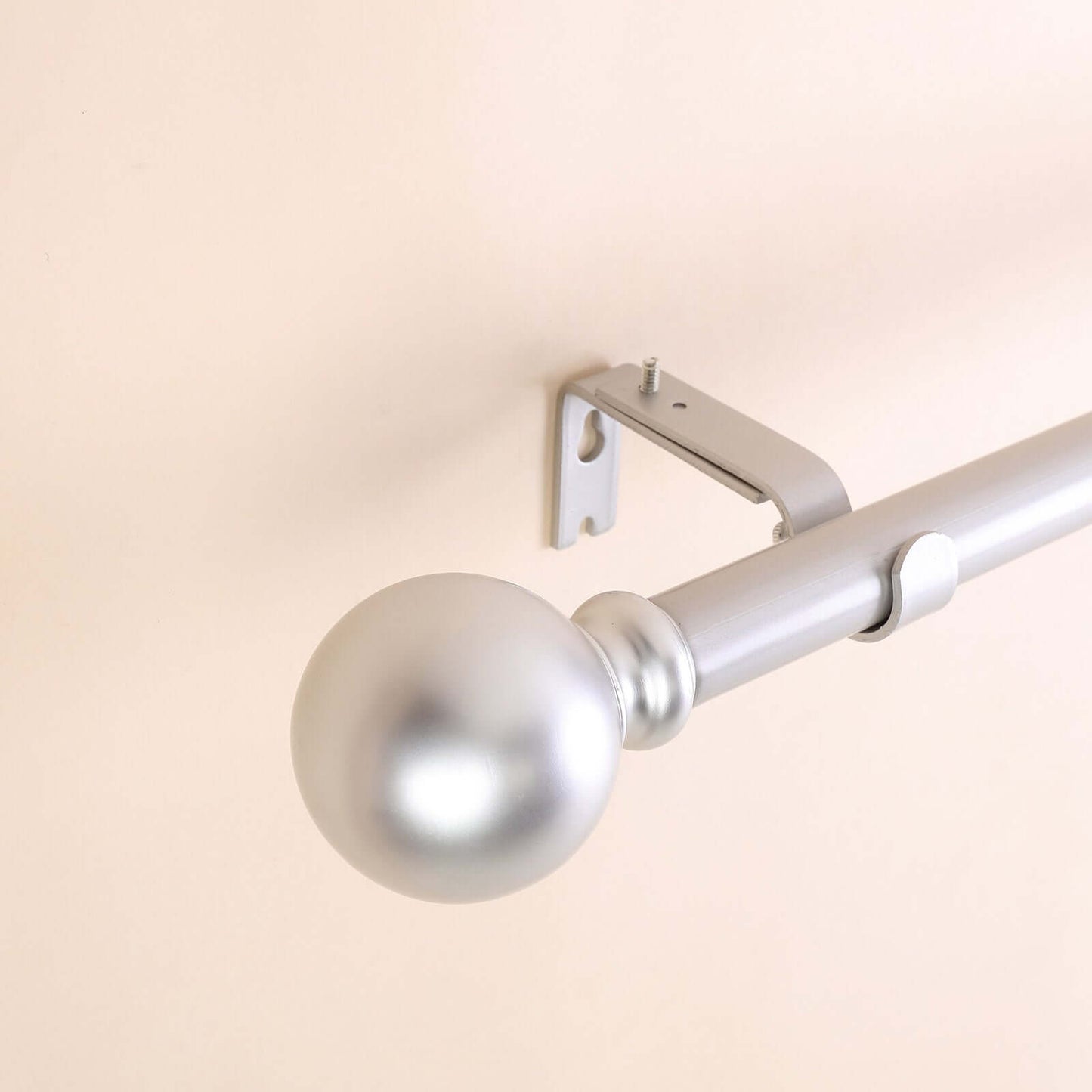 42" - 126" Adjustable Curtain Rod Set, Silver, Round Finials - Linen Luxes