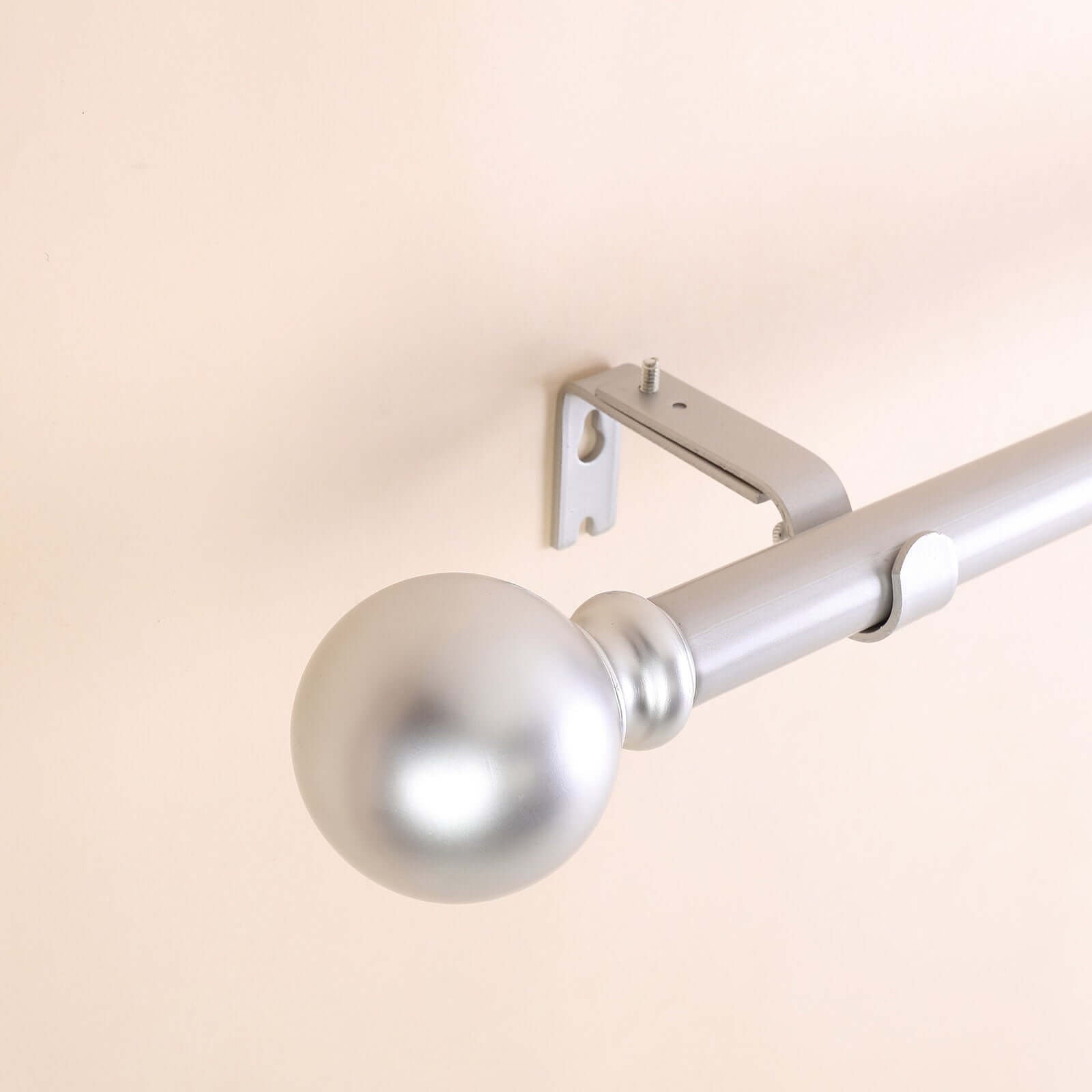 42" - 126" Adjustable Curtain Rod Set, Silver, Round Finials - Linen Luxes