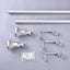 42" - 126" Adjustable Curtain Rod Set, Silver, Teardrop Finials - Linen Luxes