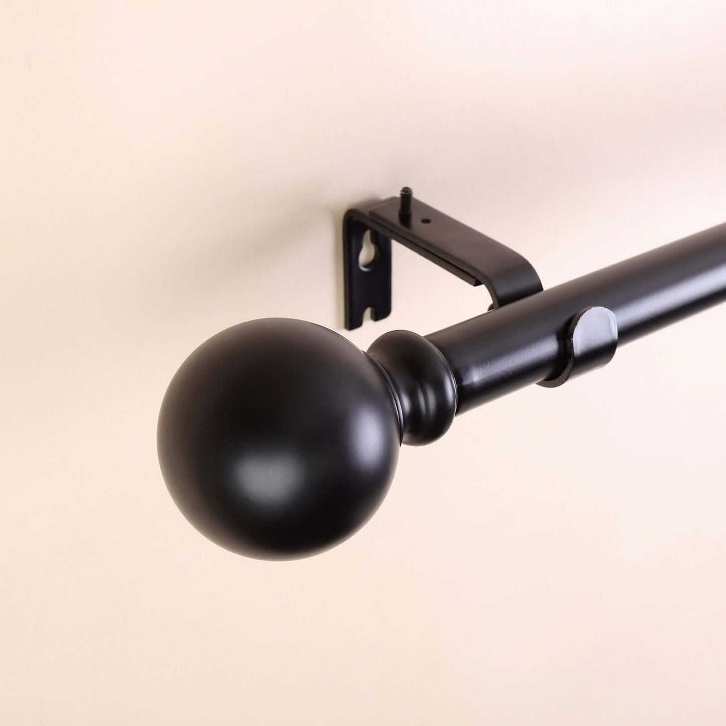 42" - 126" Adjustable Curtain Rod Sets, Black, Round Finials - Linen Luxes