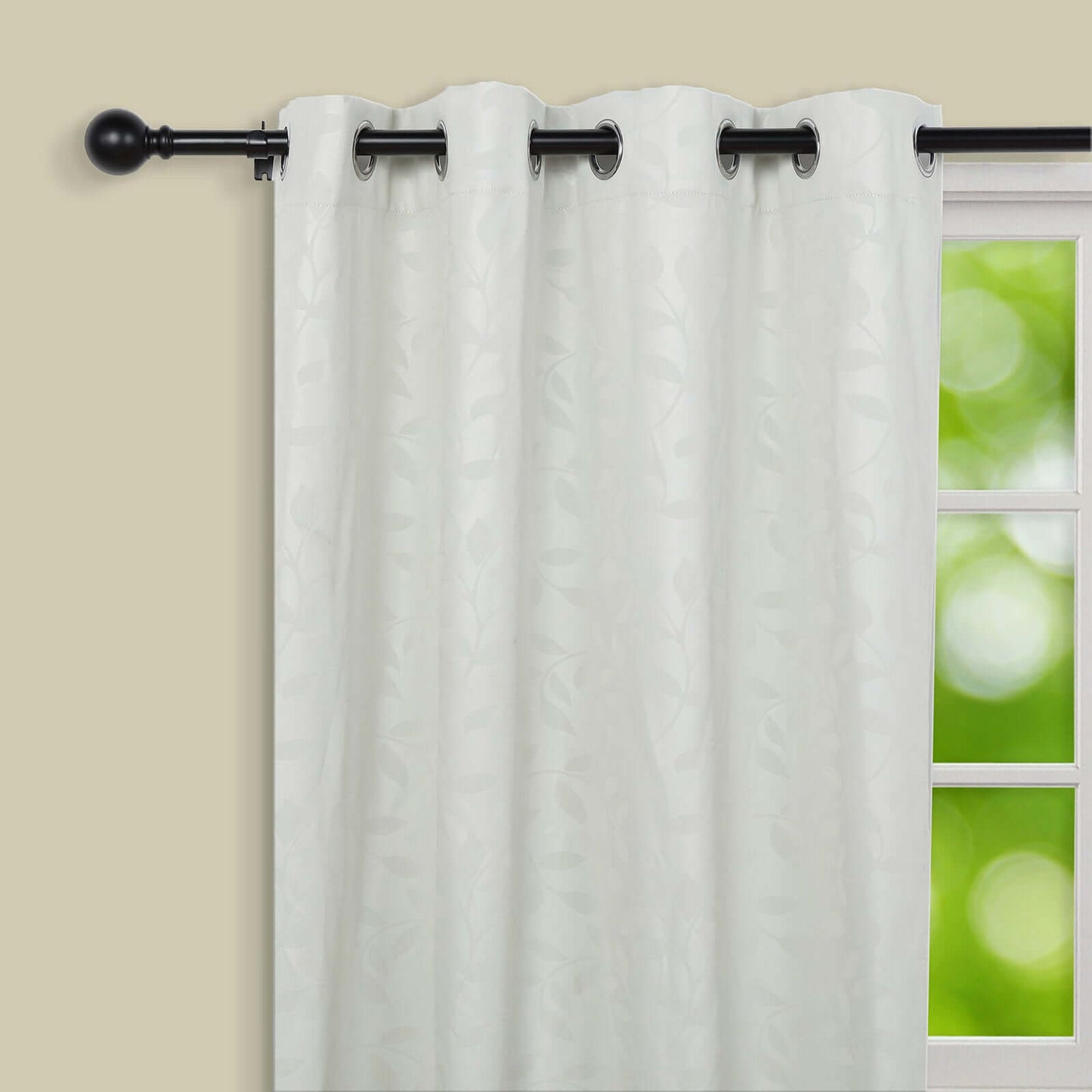 42" - 126" Adjustable Curtain Rod Sets, Black, Round Finials - Linen Luxes