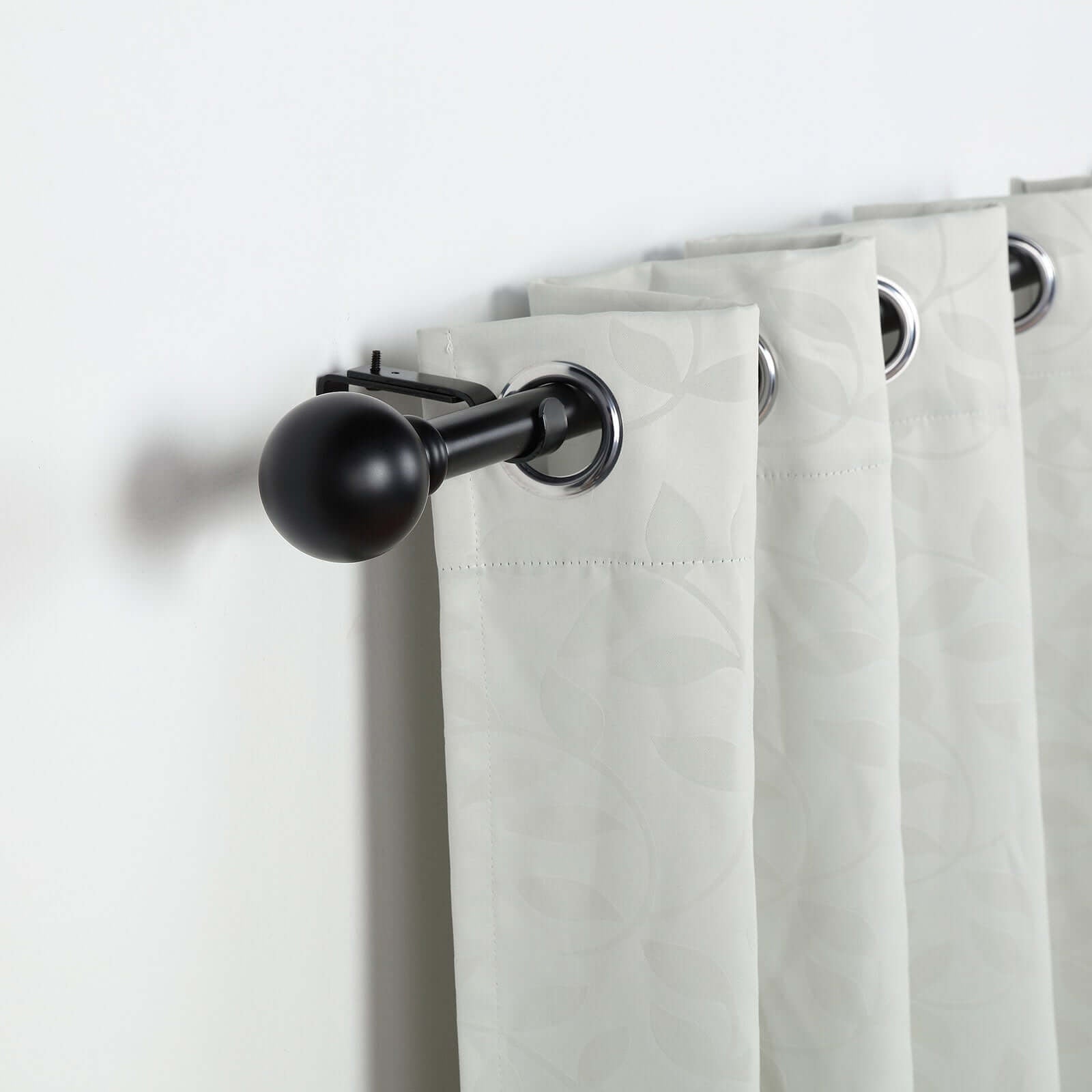 42" - 126" Adjustable Curtain Rod Sets, Black, Round Finials - Linen Luxes