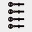 42" - 126" Adjustable Curtain Rod Sets, Black, Round Finials - Linen Luxes