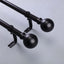 42" - 126" Adjustable Curtain Rod Sets, Black, Round Finials - Linen Luxes