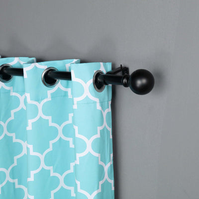 42" - 126" Adjustable Curtain Rod Sets, Black, Round Finials - Linen Luxes