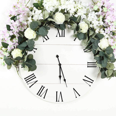 42" Green Artificial Eucalyptus Leaf, Ranunculus Flower Garland Vine - Linen Luxes