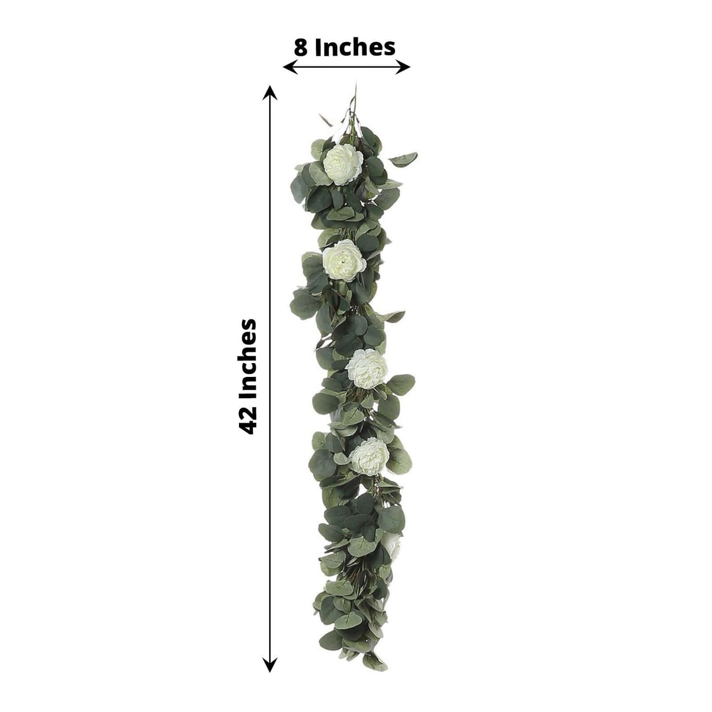 42" Green Artificial Eucalyptus Leaf, Ranunculus Flower Garland Vine - Linen Luxes