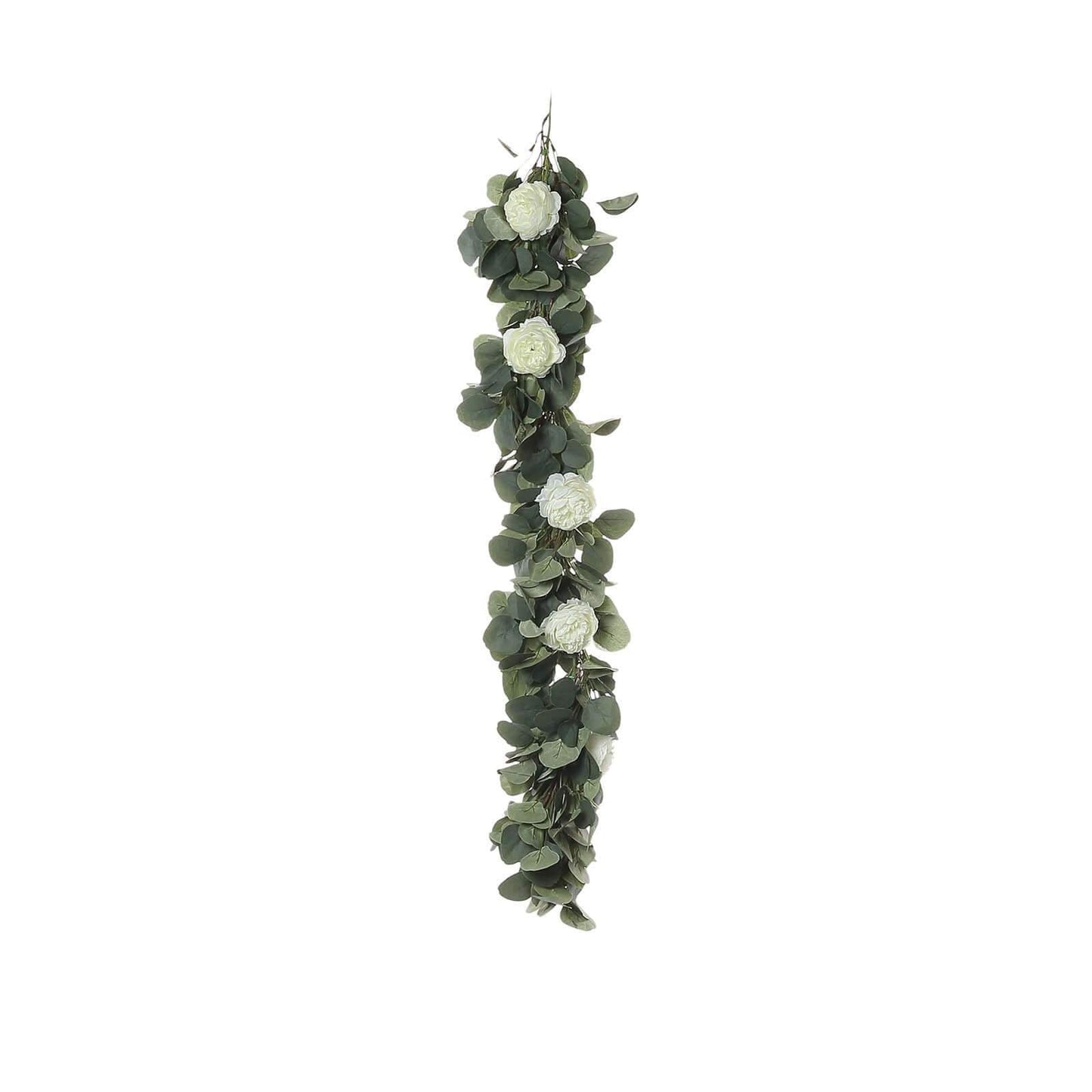42" Green Artificial Eucalyptus Leaf, Ranunculus Flower Garland Vine - Linen Luxes