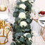42" Green Artificial Eucalyptus Leaf, Ranunculus Flower Garland Vine - Linen Luxes