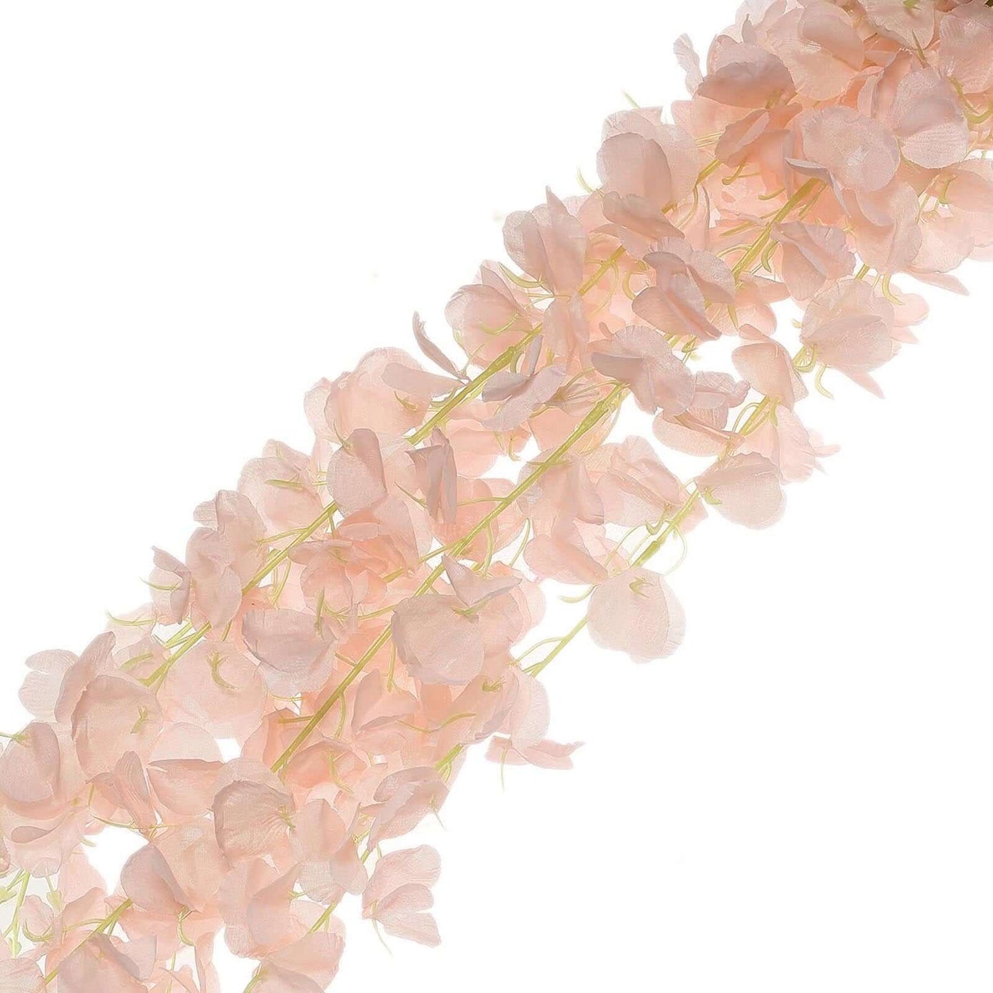 42" Silk Hanging Wisteria Flower Garland Vines in Blush, Elaborated 5 Full Strands in 1 Bush - Linen Luxes