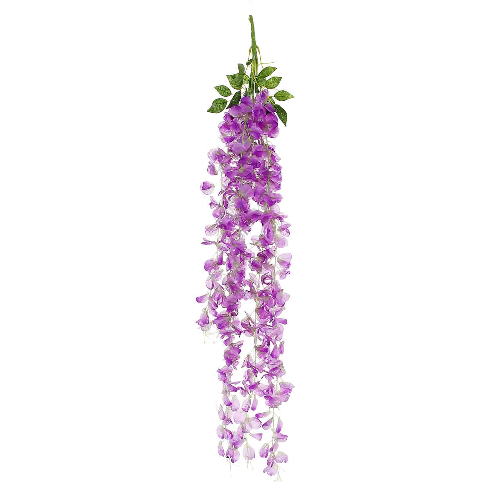 42" Silk Hanging Wisteria Flower Garland Vines in Lavender Lilac, Elaborated 5 Full Strands in 1 Bush - Linen Luxes