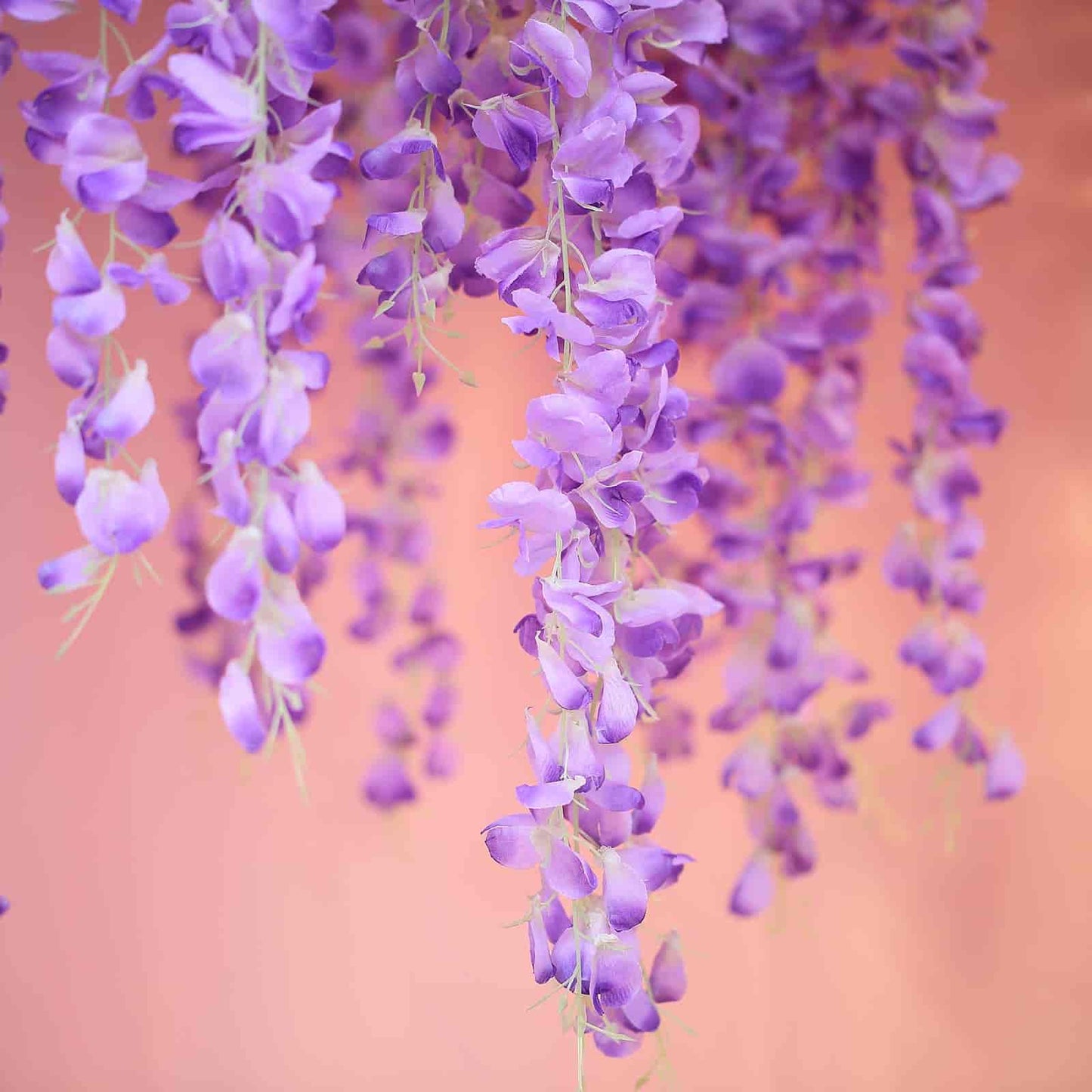 42" Silk Hanging Wisteria Flower Garland Vines in Lavender Lilac, Elaborated 5 Full Strands in 1 Bush - Linen Luxes