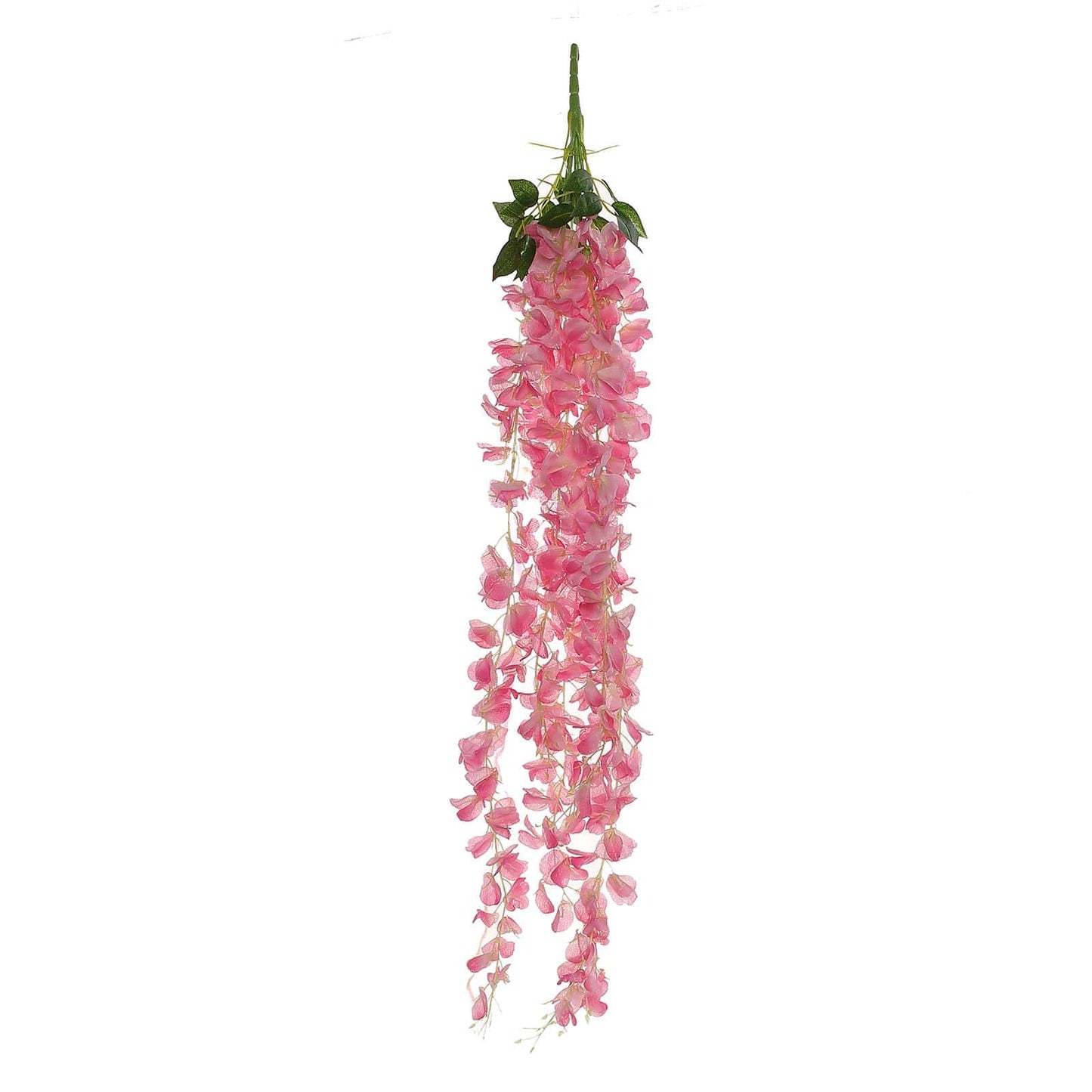 42" Silk Hanging Wisteria Flower Garland Vines in Pink, Elaborated 5 Full Strands in 1 Bush - Linen Luxes
